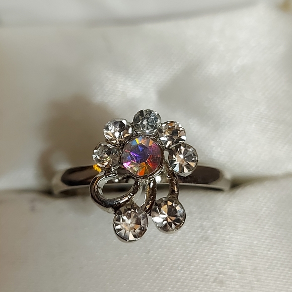 Dainty Floral Gemstone Ring in Rainbow - Picture 2 of 2
